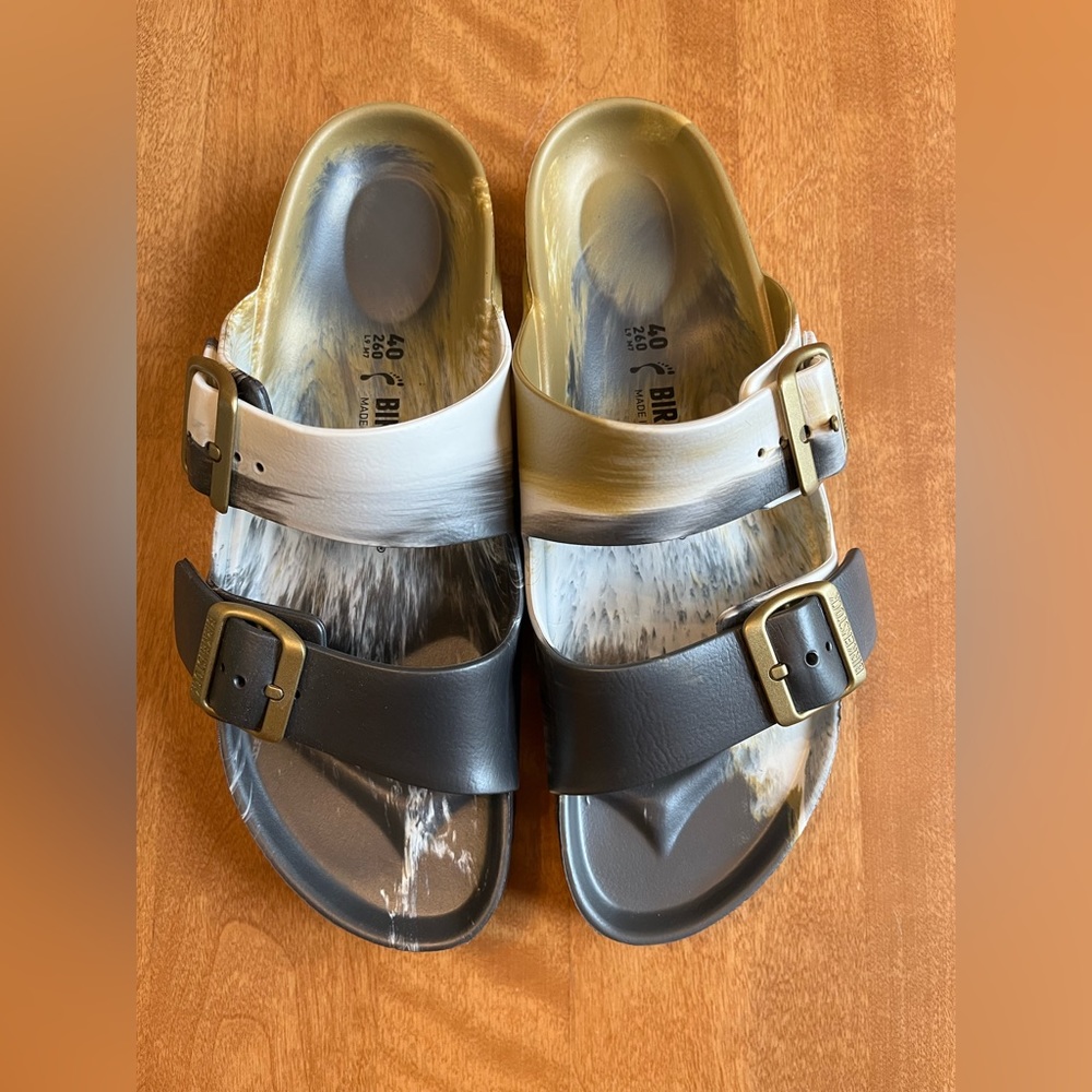 Birkenstock Arizona Essentials EVA Slide Sandal, Multi-Metallic, NEW, Size 40